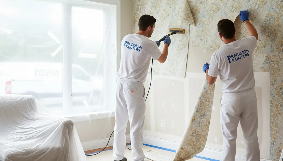 Wallpaper removal service in Royal Oak, MI preparing walls for painting by Royal Oak Paint Pros